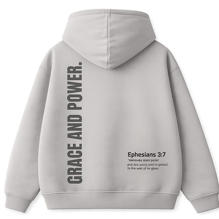 Gray hoodie with &