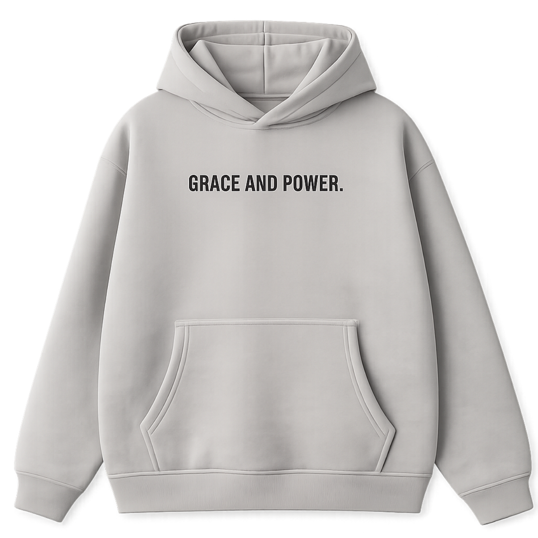 Gray hoodie with &