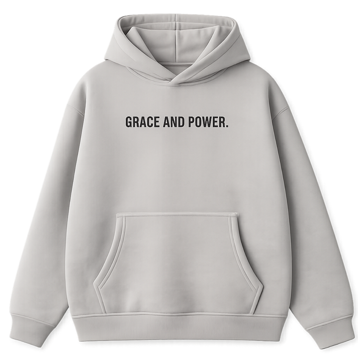 Gray hoodie with &